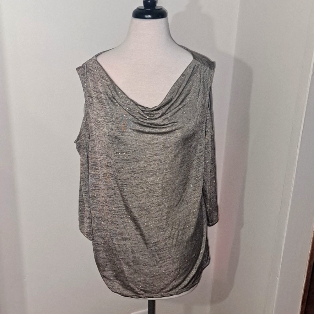 MSK Women's Draped Glitter Cold-Shoulder Blouse NWT🏖